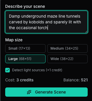 Generate modal with scene prompt